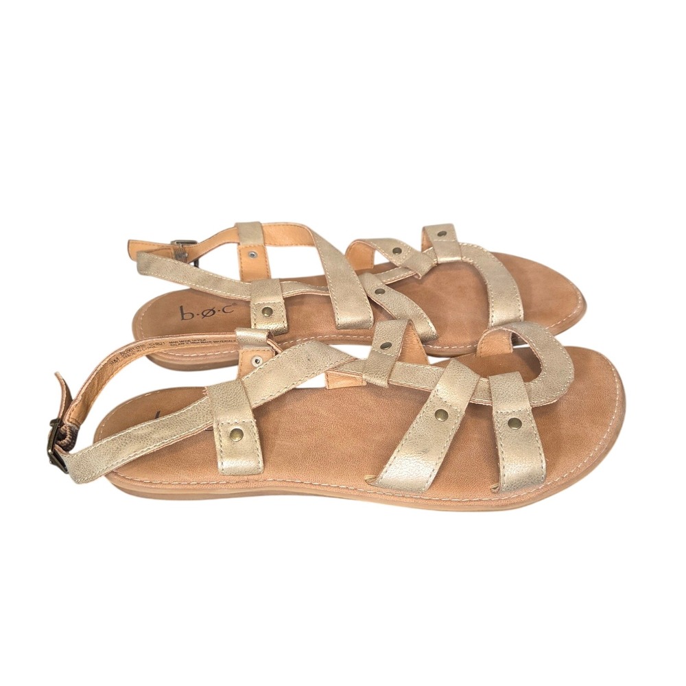 BOC Born Metallic Gladiator Sandals 9 Gold Strappy Comfort Summer